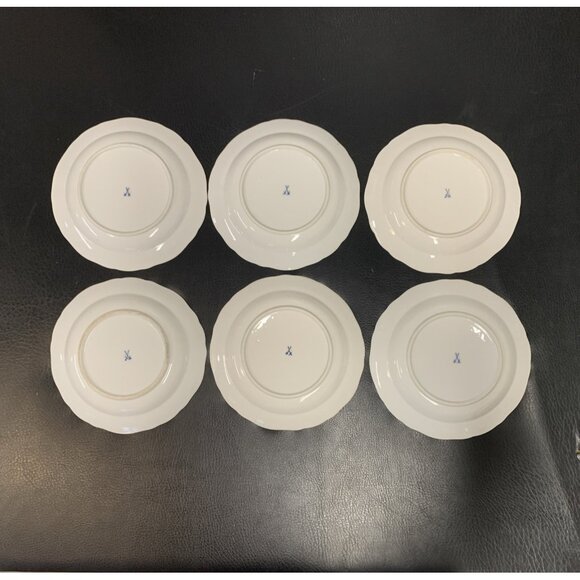 6 Antique Meissen Porcelain Plates 18th Century Hand Painted Floral Rococo 8.25" - Picture 2 of 14